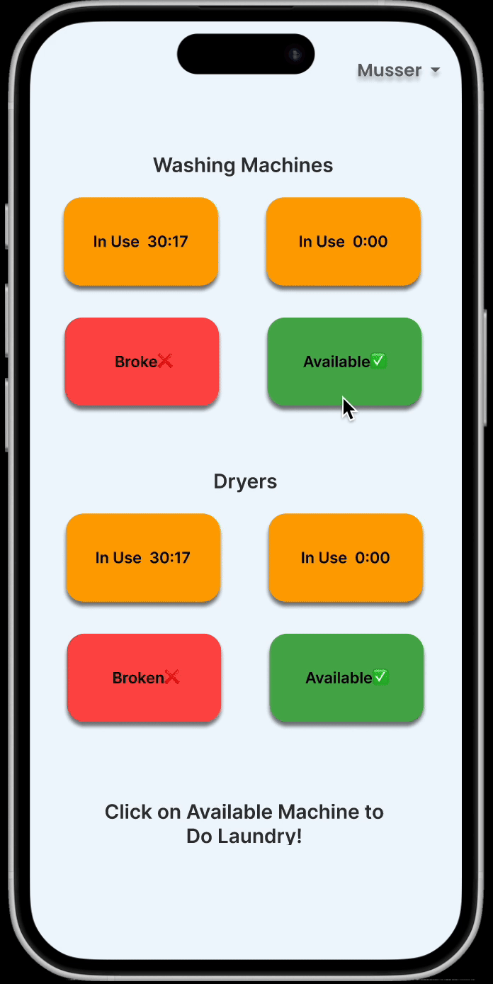 GIF showing high fidelity interaction for tracking laundry